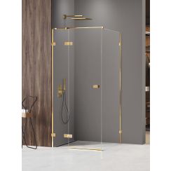 New Trendy Avexa Gold Shine XR cabina de ducha 90x90 cm cuadrada oro brillo/vidrio transparente EXK-6758