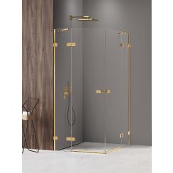 New Trendy Avexa Gold Shine XR cabina de ducha 100x100 cm cuadrada oro brillo/vidrio transparente EXK-6822