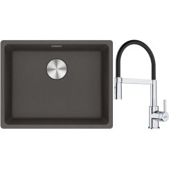 Conjunto fregadero de granito Franke Maris 125.0714.195, grifo de cocina Franke Lina 115.0626.085