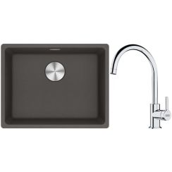 Conjunto fregadero de granito Franke Maris 125.0714.195, grifo de cocina Franke Lina 115.0693.228