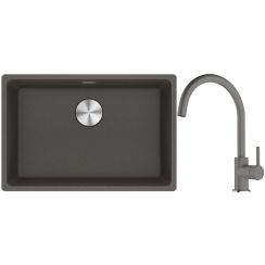 Conjunto fregadero de granito Franke Maris 125.0714.196, grifo de cocina Franke Lina 115.0626.022