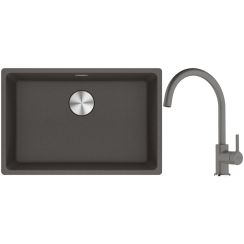 Conjunto fregadero de granito Franke Maris 125.0714.196, grifo de cocina Franke Lina 115.0626.022