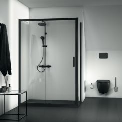 Ideal Standard Connect 2 puerta de ducha 140 cm corredera negro mate/vidrio transparente K9278V3