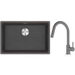 Conjunto fregadero de granito Franke Maris 125.0714.196, grifo de cocina Franke Lina 115.0626.057
