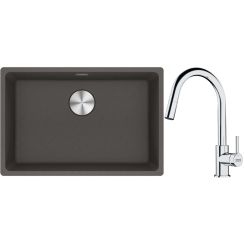 Conjunto fregadero de granito Franke Maris 125.0714.196, grifo de cocina Franke Lina 115.0693.229