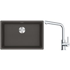 Conjunto fregadero de granito Franke Maris 125.0714.196, grifo de cocina Franke Lina 115.0693.230