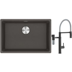 Conjunto grifo de cocina Franke Vital Semi-Pro 120.0621.313, fregadero de granito Franke Maris 125.0714.196