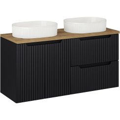 Zestaw 2 x Comad Nova Black szafka 60x39x57 cm podumywalkowa wisząca czarna z blatem i umywalkami SET-NOB B OAK 120CM UN BEYOND 5 WH