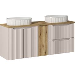 Zestaw 2 x Comad Nova Cashmere szafka 60x39x57 cm podumywalkowa wisząca kaszmir z blatem, umywalkami i szafką wąską SET-NOC B OAK 140CM D/S UN BEYOND 5 WH