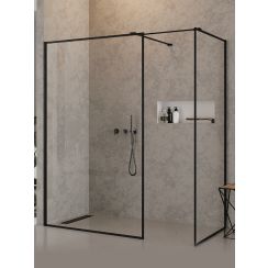 New Trendy New Modus Black kabina prysznicowa walk-in 140x100 cm prostokątna czarny mat/szkło przezroczyste EXK-5663