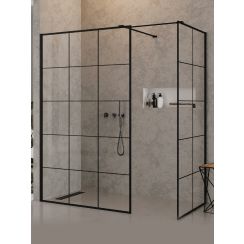 New Trendy New Modus Black kabina prysznicowa walk-in 150x90 cm prostokątna czarny mat/szkło ze wzorem EXK-5650