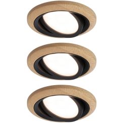 Paulmann Lanati lámpara empotrada 3x6 W negro-madera 92237