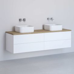 Kronenbach Cube armario con encimera 161x48.7x44.5 cm suspendido, para lavabo blanco-roble KBWTKOWT1614WHGH