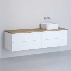 Kronenbach Cube armario con encimera 161x48.7x44.5 cm suspendido, para lavabo blanco-roble KBWTKOWTL1614WHGH