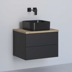 Kronenbach Cube armario con encimera 61x48.7x44.5 cm suspendido, para lavabo negro-roble KBWTKOWTL612SMGH