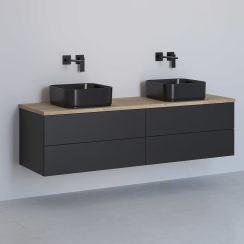 Kronenbach Cube armario con encimera 161x48.7x44.5 cm suspendido, para lavabo negro-roble KBWTKOWT1614SMGH