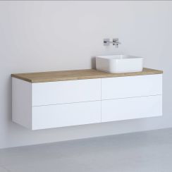 Kronenbach Cube armario con encimera 141x48.7x44.5 cm suspendido, para lavabo blanco-roble KBWTKOWTL1414WHGH