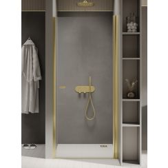 New Trendy New Soleo Light Gold puerta de ducha 100 cm oscilante oro brillante/vidrio transparente D-0453A