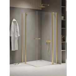 New Trendy New Soleo Light Gold cabina de ducha 120x100 cm rectangular oro brillo/vidrio transparente K-1891