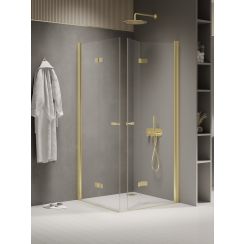 New Trendy New Soleo Light Gold cabina de ducha 100x90 cm rectangular oro brillo/vidrio transparente K-1954