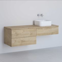 Kronenbach Cube armario con encimera 141x48.7x44.5 cm suspendido, para lavabo roble KBWTKOWTL1413GH