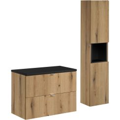 Conjunto armario Comad Nova Oak NOVA OAK A 82-80-2S, armario Comad Nova Oak NOVA OAK A 80-03-2D(W80-01A), NOVA BLACK B 89-80, NOVA BLACK A 83-27-Q(W83-04D)