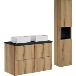 Conjunto armario Comad Nova Oak NOVA OAK A 82-50-2S, armario Comad Nova Oak NOVA OAK A 80-03-2D(W80-01A), NOVA BLACK B 89-100, UN-GAJA35-SW 78570A(35), NOVA BLACK A 83-27-Q(W83-04D)