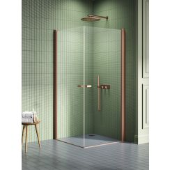 New Trendy New Soleo Copper Brushed cabina de ducha 80x80 cm cuadrada cobre cepillado/vidrio transparente K-2011