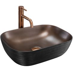 Rea Belinda Cooper lavabo 46.5x33.5 cm rectangular sobre encimera negro REA-U6384