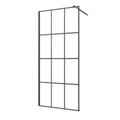 Invena mampara de ducha walk-in 120 cm negro semimate/vidrio transparente AK-32-127