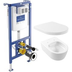 Conjunto taza de inodoro Villeroy & Boch Avento 5656R001, marco empotrado Villeroy & Boch ViConnect 92242700, 9M77C101