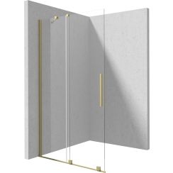 Deante Prizma mampara de ducha walk-in 140 cm oro cepillado/vidrio transparente KTJ_R34R