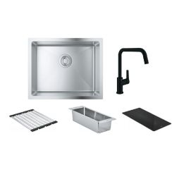 Conjunto fregadero de acero Grohe K700 31574SD1, grifo de cocina Grohe Start 304702430, 40852SD0, 40856SD0, 40786K00