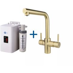 InSinkErator grifo de cocina con calentador de agua instantáneo de pie oro/oro arcaico 44837ASCZ