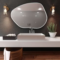 Baltica Design Bright Stain I espejo 90x64 cm con iluminación con lámina calefactora blanco 5904107921464