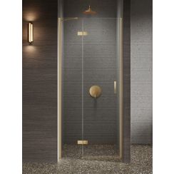New Trendy Nesta Gold Brushed puerta de ducha 90 cm oscilante oro cepillado/vidrio transparente D-0868A