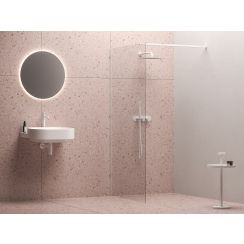 Ravak Walk-In Wall mampara de ducha walk-in 130 cm blanco mate/vidrio transparente GW9WJ0E0SZ1