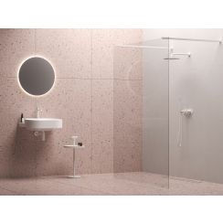 Ravak Walk in Free mampara de ducha 150 cm blanco mate/vidrio transparente GW9FP0E0SZ1