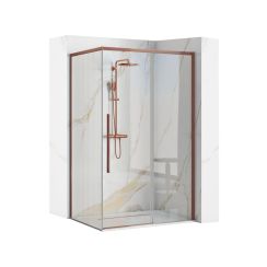 Rea Solar cabina de ducha 120x90 cm rectangular cobre cepillado/vidrio transparente REA-K9514