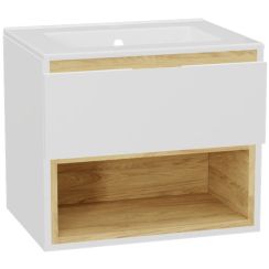 Conjunto estructura de armario Excellent Tuto 2.0 MLEX.2171.600.WHBL, lavabo Excellent As CEEX.3617.600.WH, MLEX.2151.600.01.WH