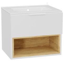 Conjunto estructura de armario Excellent Tuto 2.0 MLEX.2171.600.WHBL, lavabo Excellent Pik CEEX.6517.600.WH, MLEX.2151.600.02.WH