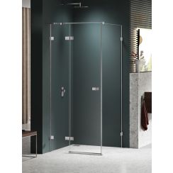 New Trendy Avexa Nickel Brushed cabina de ducha 120x110 cm rectangular cepillado/vidrio transparente EXK-8494