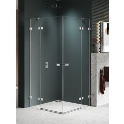 New Trendy Avexa Nickel Brushed cabina de ducha 120x80 cm rectangular cepillado/vidrio transparente EXK-8551
