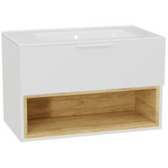 Conjunto estructura de armario Excellent Tuto 2.0 MLEX.2171.800.WHBL, lavabo Excellent Pik CEEX.6517.800.WH, MLEX.2151.800.02.WH