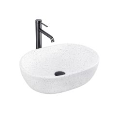 Rea Amelia lavabo 48x34.5 cm rectangular sobre encimera blanco-gris/piedra REA-U3001