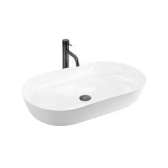 Rea Cleo lavabo 70x39 cm oval sobre encimera blanco REA-U6215