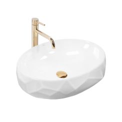 Rea Maya lavabo 60x39 cm oval sobre encimera blanco REA-U5660