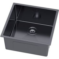 Ruvetti Stelio fregadero de acero con sifón 44x44 cm grafito 5001S_PVD_GRF50_P