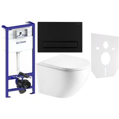 Conjunto taza de inodoro con asiento de cierre suave Hagser Beno HGR14000042, marco empotrado Oltens Triberg 50001000, 57103300, HGR20000045, 49301000