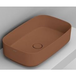 Ceramica Dolomite Noemi lavabo 62x38 cm rectangular sobre encimera marrón/beige mate D311061